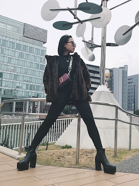 「MOUSSY（マウジー）のアイテム（ノーカラージャケット）」を使った、ことりさん（レディース・164cm）の冬コーディネート