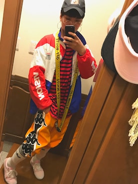「off white」｜「アイテム（ナイロンジャケット）」を使った、Sora  9³さん（メンズ・170cm）の春コーディネート