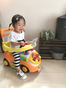「アイテム（バレッタ/ヘアクリップ）」を使った、☆りこ☆さん（キッズ・70cm）の秋コーディネート