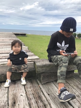 「NEW BALANCE（ニューバランス）の◆new balance KV996（スニーカー）」を使った、☆りこ☆さん（キッズ・70cm）の秋コーディネート