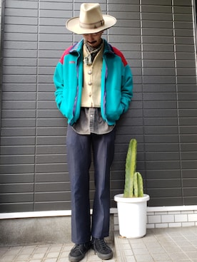 「アイテム（ブルゾン）」を使った、谷口"O-$HOW"峻介さん（メンズ・186cm・30代）の春コーディネート
