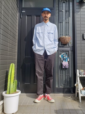 「アイテム（ソックス/靴下）」を使った、谷口"O-$HOW"峻介さん（メンズ・186cm・30代）の春コーディネート