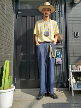 「DEXTER（デクスター）のアイテム」を使った、谷口"O-$HOW"峻介さん（メンズ・186cm）の春コーディネート