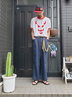 「アイテム（サンダル）」を使った、谷口"O-$HOW"峻介さん（メンズ・186cm・30代）の夏コーディネート