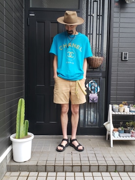 「アイテム（サンダル）」を使った、谷口"O-$HOW"峻介さん（メンズ・186cm・30代）の夏コーディネート