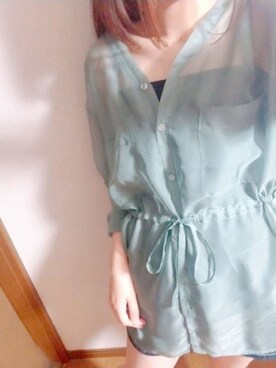 「Heather（ヘザー）のサイドスリットスケチュニックシャツ　885763（シャツ/ブラウス）」を使った、休日のぺんぺんさん（レディース・163cm）の春コーディネート