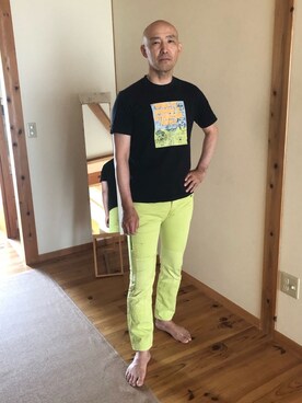 「RED EAR（レッドイヤー）のアイテム（パンツ）」を使った、柴犬ゴローさん（メンズ・178cm）の夏コーディネート