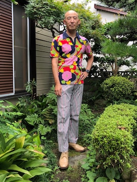 「Paul Smith COLLECTION（ポールスミスコレクション）のアイテム（パンツ）」を使った、柴犬ゴローさん（メンズ・178cm）の夏コーディネート