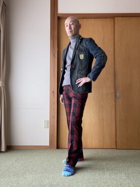 「ポールスミス」｜「アイテム（デニムジャケット）」を使った、柴犬ゴローさん（メンズ・178cm）の冬コーディネート