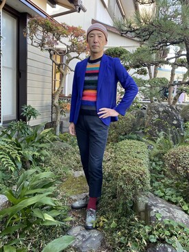 「Paul Smith（ポールスミス）のアイテム（ニットキャップ/ビーニー）」を使った、柴犬ゴローさん（メンズ・178cm）の冬コーディネート