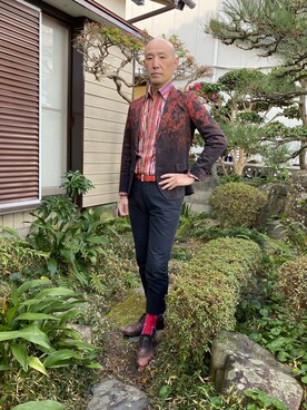 「薔薇」｜「アイテム（ジャケット/アウター）」を使った、柴犬ゴローさん（メンズ・178cm）の冬コーディネート