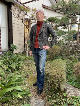 「Paul Smith（ポールスミス）のアイテム（ニットキャップ/ビーニー）」を使った、柴犬ゴローさん（メンズ・178cm）の冬コーディネート