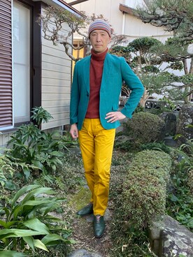 「Paul Smith（ポールスミス）のアイテム（ニットキャップ/ビーニー）」を使った、柴犬ゴローさん（メンズ・178cm）の冬コーディネート