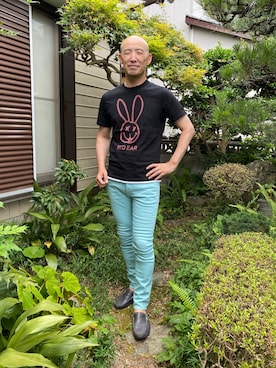 「RED EAR（レッドイヤー）のアイテム（トップス）」を使った、柴犬ゴローさん（メンズ・178cm）の夏コーディネート