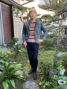 「Paul Smith（ポールスミス）のアイテム（ニットキャップ/ビーニー）」を使った、柴犬ゴローさん（メンズ・178cm）の秋コーディネート