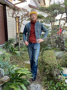 「Paul Smith（ポールスミス）のアイテム（ニットキャップ/ビーニー）」を使った、柴犬ゴローさん（メンズ・178cm）の冬コーディネート