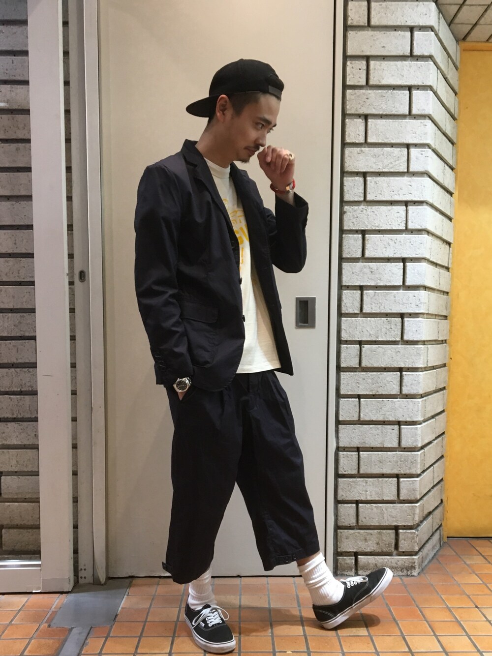 「七分丈、ミドル丈、エンジニアードガーメンツ、セットアップ」｜「Engineered GarmentsのVC187 (NV) Size W32（その他パンツ、ブルー系）」を使った、sunhouse神南さん（メンズ・175cm）の冬コーディネートの1枚目の写真