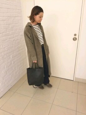 「Samansa Mos2 blue」｜「アイテム（ブーティ）」を使った、やましたりなさん（レディース・154cm）の秋コーディネート