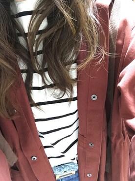 「KBF（ケイビーエフ）のBIGフーディコート（その他アウター）」を使った、かなっくすまん☆さん（レディース・163cm）の春コーディネート