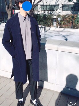 「Steven Alan」｜「アイテム（チェスターコート）」を使った、ぐれさん（メンズ・185cm）の冬コーディネート