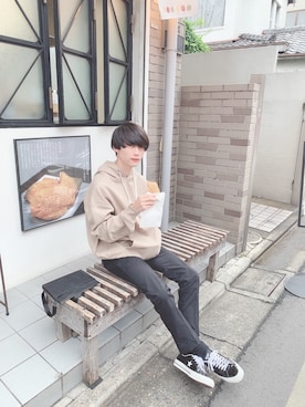 「オルチャンファッション」｜「アイテム（スラックス）」を使った、shushu_223_さん（メンズ・173cm）の冬コーディネート