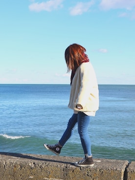 「海」｜「アイテム（ブルゾン）」を使った、S.Mさん（レディース・163cm）の秋コーディネート