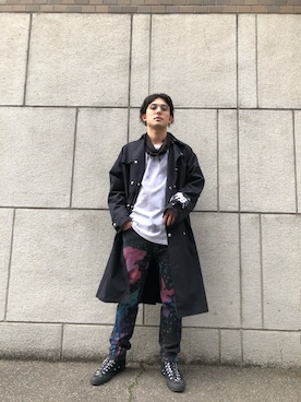 「DIESEL（ディーゼル）のアイテム（トレンチコート）」を使った、Dadaさん（メンズ・186cm）の秋コーディネート