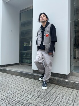 A DIESEL 京都 employee Dada is wearing DIESEL "メンズ ベスト マルチポケット"