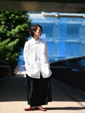 「アイテム（スカート）」を使った、OVIE STUDIOさん（メンズ・165cm）の春コーディネート