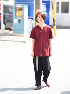 「ESSAY（エッセイ）のアイテム（パンツ）」を使った、OVIE STUDIOさん（メンズ・165cm）の夏コーディネート