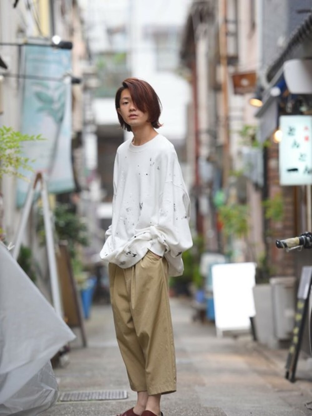 マイビューティフルランドレット オーバーサイズペンキスウェット　長袖Tシャツ my beautiful landlet（マイビューティフルランドレット）の「My