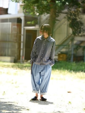 「YANTOR（ヤントル）のアイテム（パンツ）」を使った、OVIE STUDIOさん（メンズ・165cm）の夏コーディネート