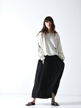 「my beautiful landlet（マイビューティフルランドレット）のアイテム（スウェット）」を使った、OVIE STUDIOさん（レディース・163cm）の夏コーディネート