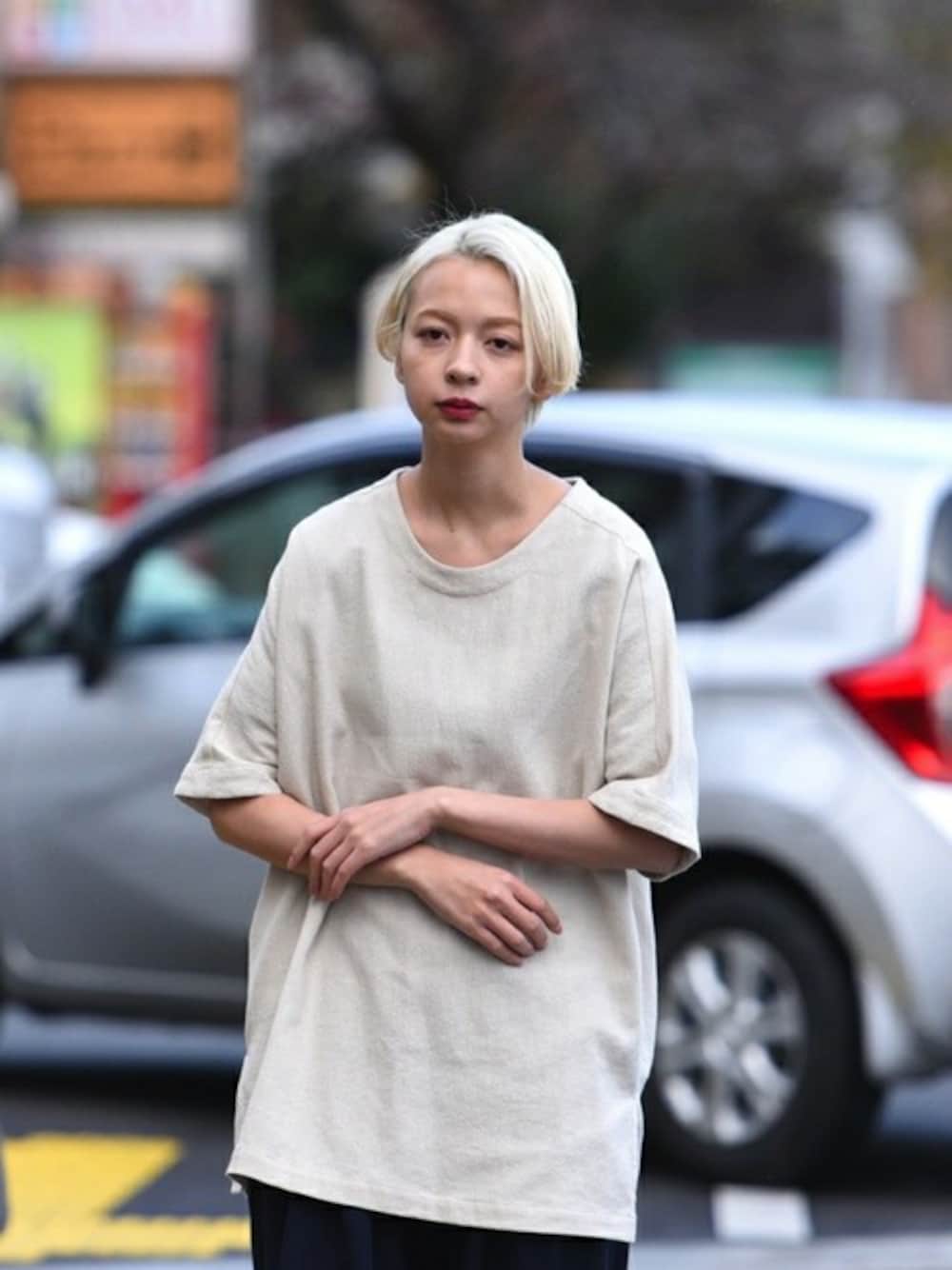 「カットソー、ホワイト、プルオーバー、ユニセックス、white、ビッグT、YANTOR、フリーサイズ、OVIE STUDIO、ヤントル」｜「YANTORのYANTOR Amunzen Wide Pullover / off white（Tシャツ/カットソー、ホワイト系）」を使った、OVIE STUDIOさん（レディース・172cm）の夏コーディネートの1枚目の写真