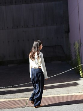 「YANTOR（ヤントル）のアイテム（パンツ）」を使った、OVIE STUDIOさん（レディース・156cm）の夏コーディネート