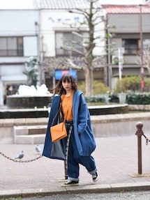 My Beautiful landlet デニム ロングコートマイビュー my beautiful landletのデニムロングコートとバックラップワイドパンツ