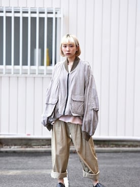 「アースカラー」｜「アイテム（ブルゾン）」を使った、OVIE STUDIOさん（レディース・156cm）の冬コーディネート