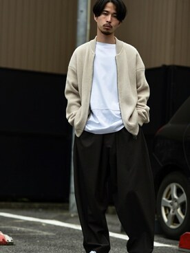 「my beautiful landlet（マイビューティフルランドレット）のアイテム（パンツ）」を使った、OVIE STUDIOさん（メンズ・173cm）の冬コーディネート