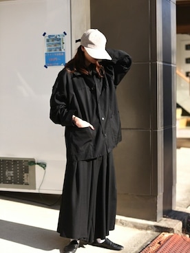 「BISHOOL（ビシュール）のBISHOOL wool gabardine back rubber 袴 pants（その他パンツ）」を使った、OVIE STUDIOさん（レディース・163cm）の冬コーディネート