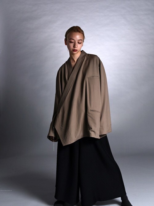 BISHOOL KIMONO Drape Jacket ビシュール BISHOOL Wool Gabardine KIMONO Drape Jacket - BISHOOL,Edwina