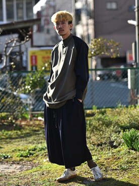 「ロングシャツ」｜「アイテム（その他アウター）」を使った、OVIE STUDIOさん（メンズ・180cm）の夏コーディネート