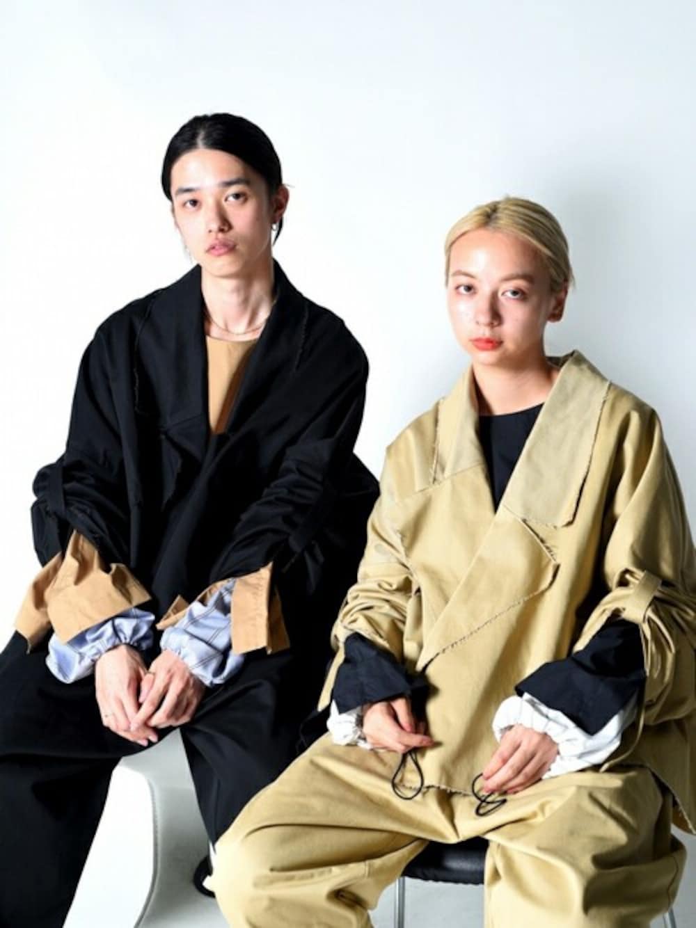 「ビッグシルエット、セットアップ、ベージュ、オールブラック、ペアルック、my beautiful landlet、OVIE STUDIO、リンクコーデ、秋コーデ、オールベージュ」｜「my beautiful landletのMy Beautiful Landlet チノコクーン紐ビッグパンツ（その他パンツ、ブラック系）」を使った、OVIE STUDIOさん（レディース・172cm）の夏コーディネートの1枚目の写真