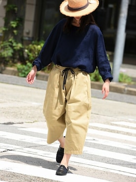 「my beautiful landlet（マイビューティフルランドレット）のアイテム（パンツ）」を使った、OVIE STUDIOさん（レディース・163cm）の夏コーディネート