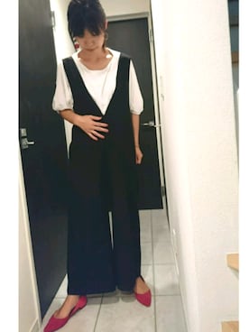 「OSMOSIS（オズモーシス）のアイテム（オールインワン・サロペット）」を使った、ki-sunnyさん（レディース・163cm）の秋コーディネート
