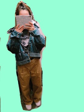 「Ungrid（アングリッド）のリメイクデニムGジャン（デニムジャケット、ブルー系）」を使った、HIROMIさん（レディース・151cm）の秋コーディネート