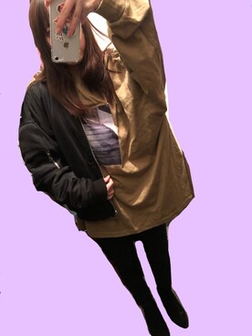 「Ungrid（アングリッド）のフォトプリントロングスリーブTee（Tシャツ/カットソー、ブラウン系）」を使った、HIROMIさん（レディース・151cm）の春コーディネート