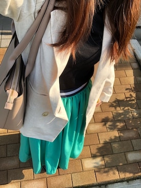 「Ungrid（アングリッド）のリネン混ルーズジャケット（テーラードジャケット、ホワイト系）」を使った、HIROMIさん（レディース・151cm）の春コーディネート