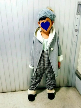 「SEVENDAYS=SUNDAY（セブンデイズサンデイ）のアイテム（オールインワン・サロペット）」を使った、きんきらさん（キッズ・110cm）の冬コーディネート