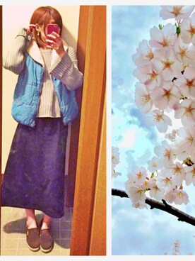 「present（プレゼント）のアイテム（イヤリング）」を使った、mo_tsu_koさん（レディース・162cm）の春コーディネート