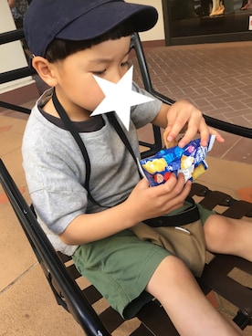 「ムーミンお菓子のアイテム（その他、ブルー系）」を使った、YUKI★さん（キッズ）の夏コーディネート